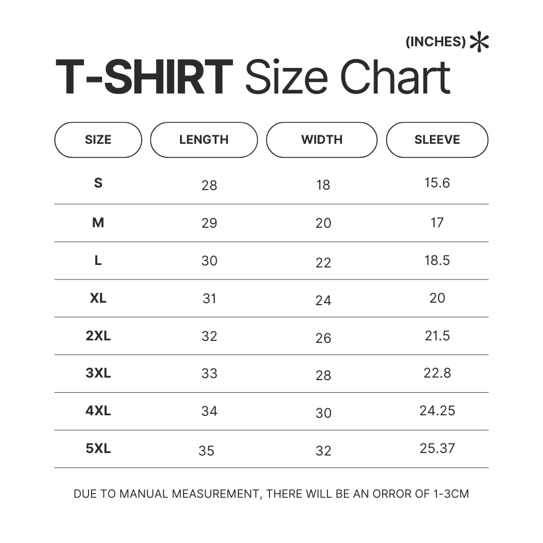 T shirt Size Chart - Kung Fu Panda Merch