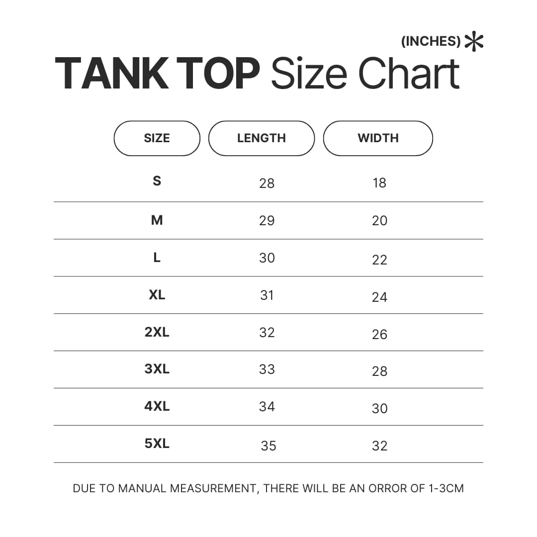 Tank Top Size Chart - Kung Fu Panda Merch