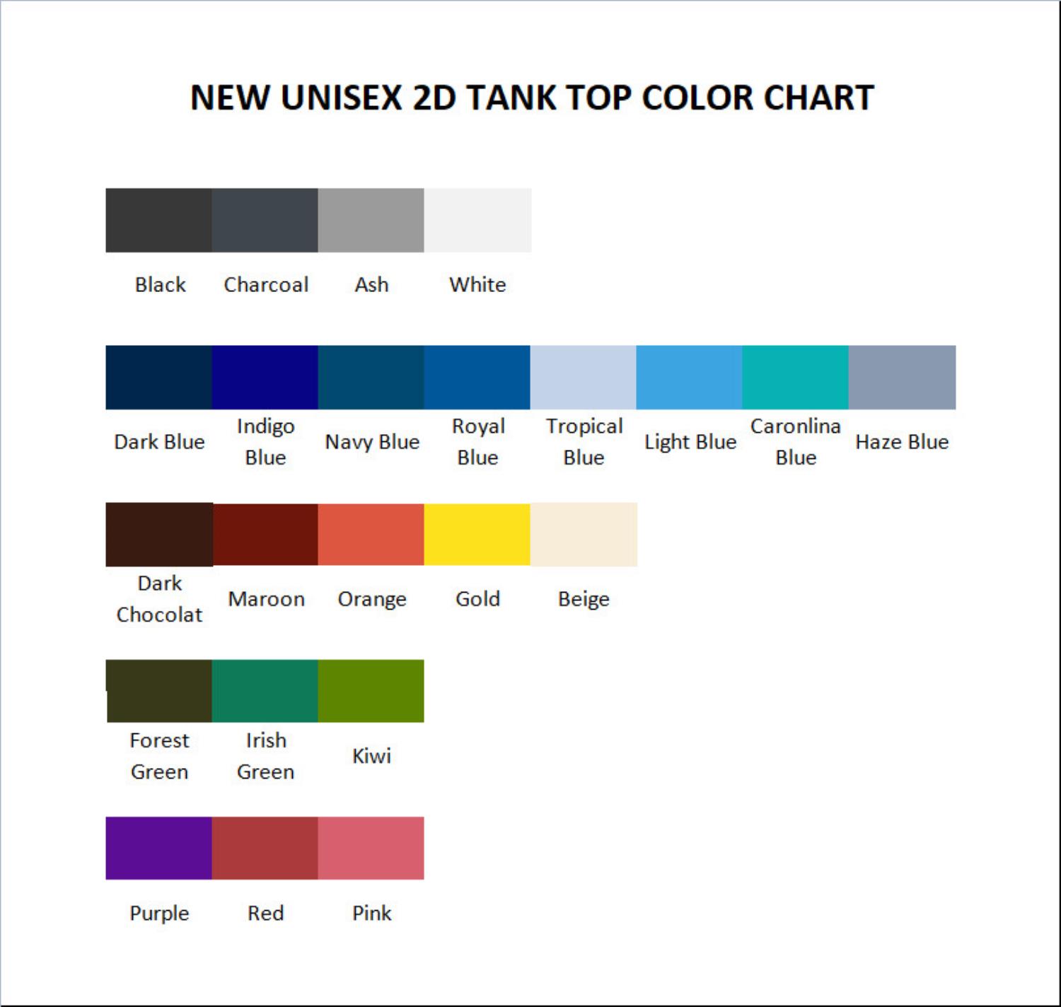 tank top color chart - Kung Fu Panda Merch