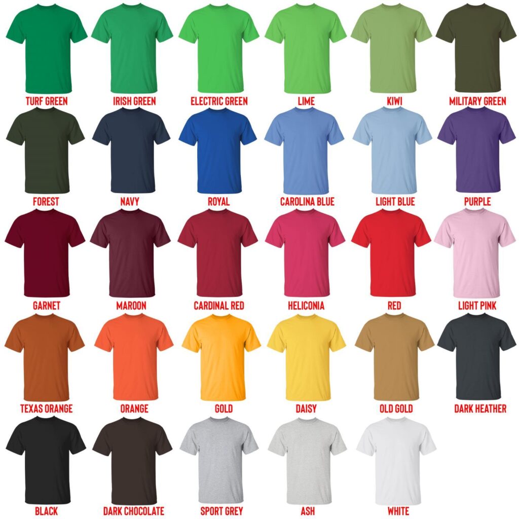 t shirt color chart - Kung Fu Panda Merch